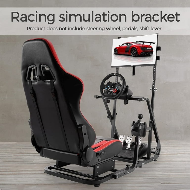 Marada Racing Simulator Cockpit with Black Seat Upright Stable Fit for  Logitech，Thrustmaster，Fanatec G29 G920 G923, T300RS T500,Sim Racing Cockpit