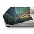 thumbnail image 3 of Nature Soft Flannel Fleece Throw Blanket, Aurora Borealis Above the Rocky Hills Magnetic Poles Solar Space Panorama, Cozy Plush for Indoor and Outdoor Use, 70" x 90", Jade Green, by Ambesonne, 3 of 6