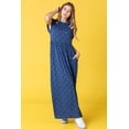 thumbnail image 5 of Navy Polka Dot Folded Cap Sleeve Maxi Dress with Pocket, 5 of 7
