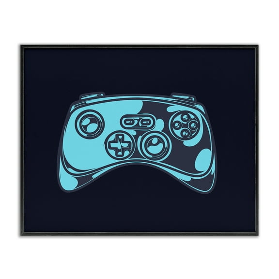 Stupell Industries Gaming Controller on Black Entertainment Painting Black Framed Art Print Wall Art, 14 x 11
