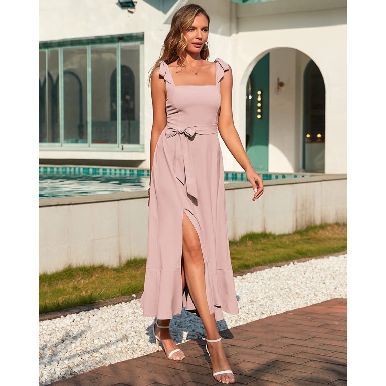 Yazinie Wedding Guest Dresses for Women,Formal Dresses for Women,Cocktail  Dress,Sleeveless Maxi Dress (Apricot) at  Women's Clothing store