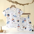 thumbnail image 2 of Xudanell Toddler Baby Boys Summer Outfits Short Sleeve Cartoon T-Shirt Tops & Shorts Sets 2Pcs Cute Baby Boys Cotton Summer Clothes For 1t 2t 3t 4t 5t 6t Boy Summer Vest Shorts Outfits, 2 of 5