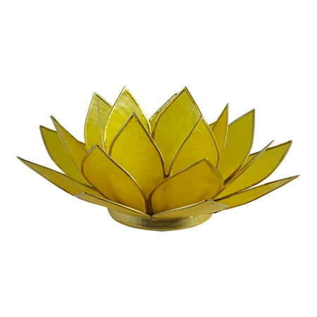 Decorated Candle Holders The Crabby Nook Lotus Tea Light Candle Holder Capiz Shell Decorating Accent Home Decor (Yellow) ()