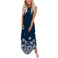 thumbnail image 1 of SMihono Summer Boho Maxi Dress pour Femmes Plus Size Femmes Summer Design Décontracté Dress Graduel Sans Manches Suspendu Cou V-Cou Long Dress Plage Balançoire Robe de Soleil, 1 of 5