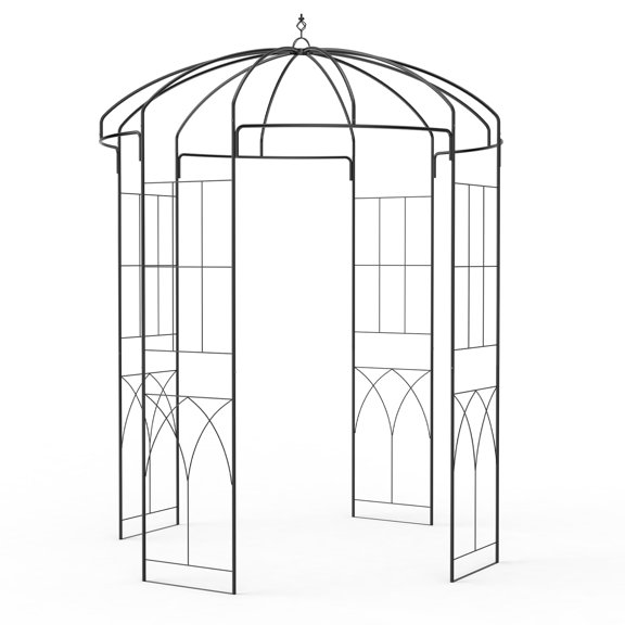 Riedhoff 8.8ft Tall Birdcage Shape Garden Arch,Pergola Pavilion for Climbing Plants Outdoor,Black