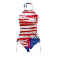 thumbnail image 4 of MKLEKYY Trajes De Baño Mujer Short Women'S Fashion Summer Independence Day Printed Sexy Lace Up Split Swimsuit (1), 4 of 5