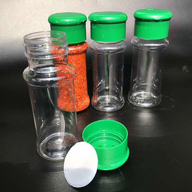 2pcs/Set Plastic Salt Pepper Vinegar Oil Cruet Shaker Jar Clear Bottle Pot B`H2 