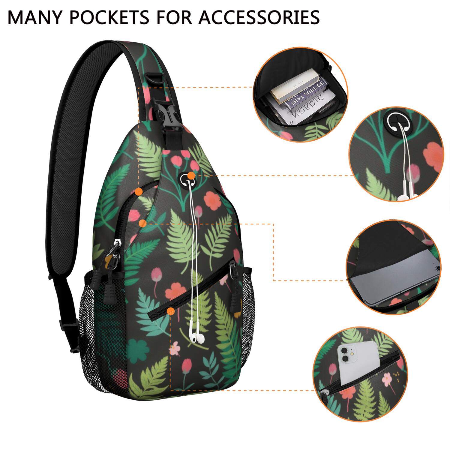 Travel Sling Bag Mushroom Hiking Daypack Crossbody Casual Bag for Men Women