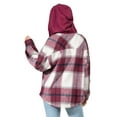 thumbnail image 3 of hirigin Women Plaid Shirt Jacket Casual Long Sleeve Button Down Hooded Jacket with Pockets Fall Clothes, 3 of 5