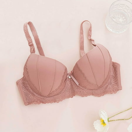 Elvqul Bras Women Adjustable Rose Gold Push-Up Bralette Wireless Underwear Nylon Bras