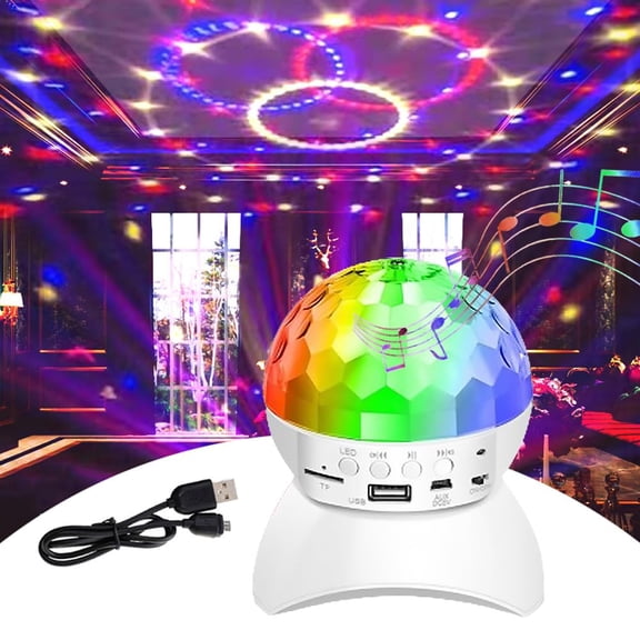 Bluetooth Disco Ball Light with Speaker, RGB LED Party Stage Lights & Strobe, Portable DJ Light for Christmas KTV Club Pub Home Theater Decor