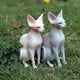 thumbnail image 1 of Paquete de 2 figuras de gato Sphynx, modelo de gato sin pelo de resina, estatua de gato sin pelo Sphynx para decoración del hogar, gris y rosa, 1 of 5