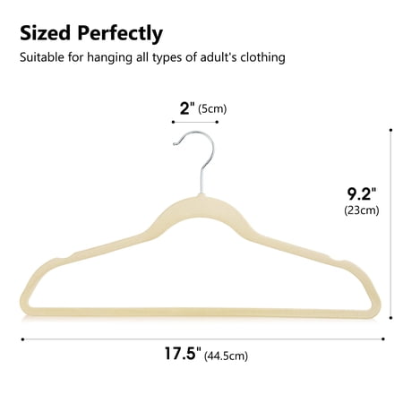 ACSTEP VELVET HANGERS 60 PACK, NON-SLIP FELT CLOTHES HANGERS, WITH 360 ROTATING HOOK – BEIGE