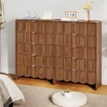thumbnail image 3 of YOCWO 5 Drawer Dresser with Wave Panel, Mid Century Tall Storage Dresser Chest of Drawer for Bedroom, Walnut, 3 of 7