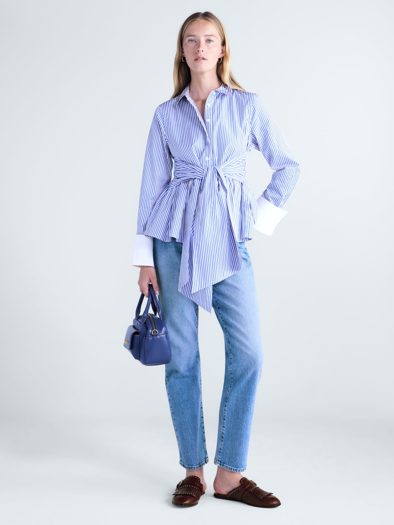 Free Assembly Women's and Women's Plus Peplum Button Front Cotton Shirt, Sizes XXS-4X