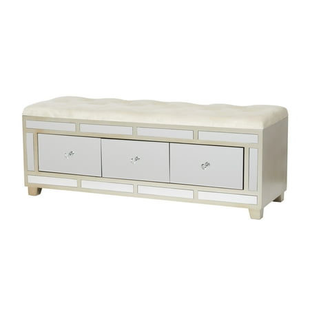 DecMode 16 W  18 H Wood Glam Bench  Cream  1-Piece