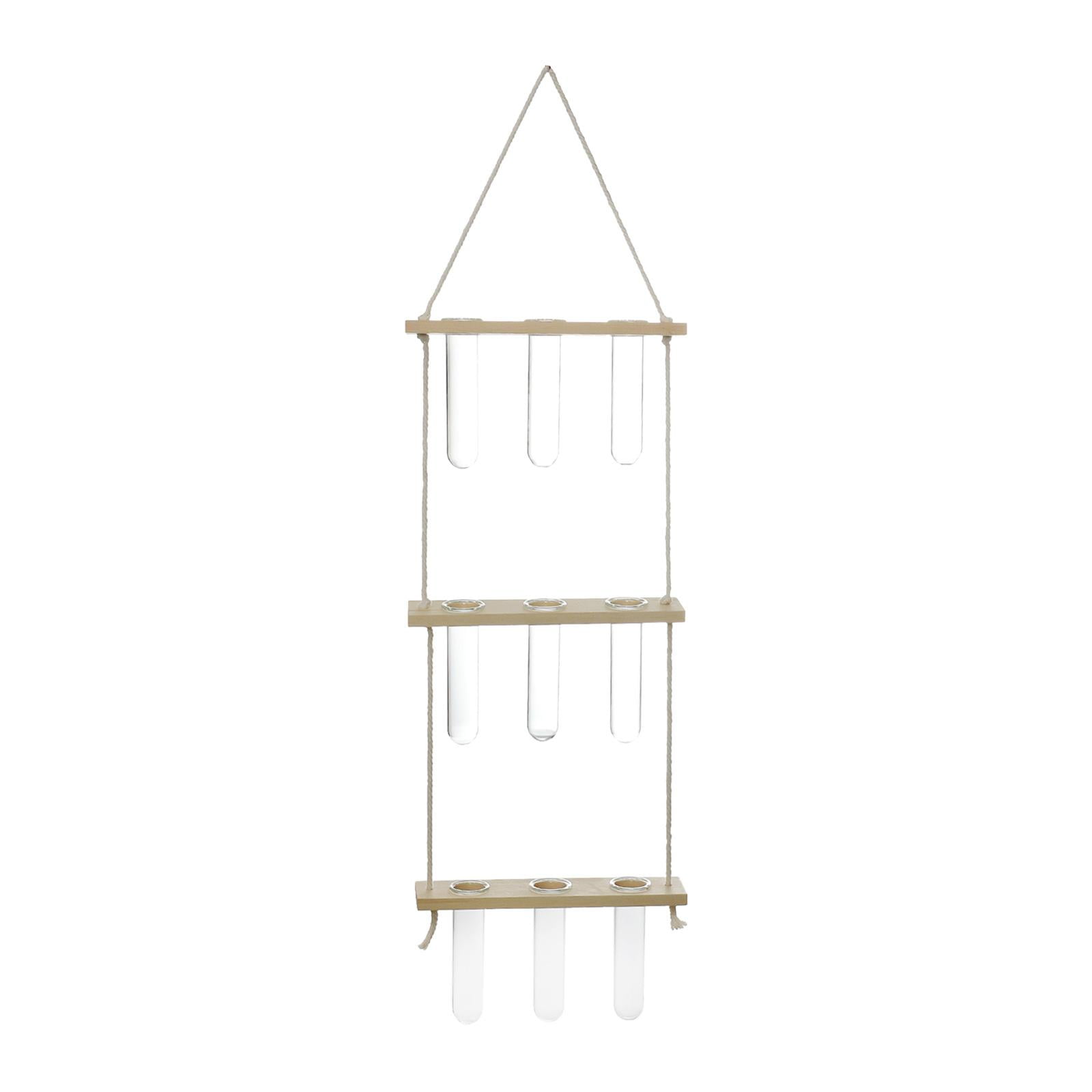 Plant Vase Test Tube Vase Wood Wall Hanging Planter - Natural Wood