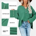 thumbnail image 3 of Aleumdr Womens Black Sweaters Button V Neck Long Sleeve Waffle Knit Pullover Tops, 3 of 9