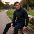 thumbnail image 3 of Youthup Men's Solid Color Fleece Hooded Jacket - Lightweight Wind-Resistant Zip Front Sports Outerwear for Fall, 3 of 12