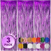 ERDOUY 3 Pack 3.3x8.2 Feet Purple Foil Fringe Backdrop Curtains, Tinsel Streamers Birthday Party Decorations, Fringe Backdrop for Graduation, Baby Shower, Gender Reveal, Disco Party