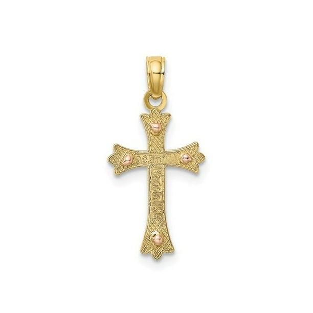 Gem And Harmony 10K Yellow Gold Cross Pendant Necklace with Chain