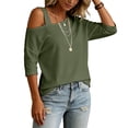 thumbnail image 5 of TGSLY Asymmetric One Shoulder Tops for Women Lightweight Thin V Neck Solid Color Blouses Relaxed Dressy Casual Half Sleeve T-Shirts L, 5 of 8