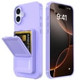 thumbnail image 3 of Case Compatible with iPhone 16, Wallet Case with Credit Card Holder & Hidden Mank-up Mirror, Hybrid Shockproof Heavy Duty Protection Lightweight Kickstand Cover Women Girls, Purple, 3 of 7