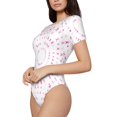 thumbnail image 2 of The Xecao Breast Cancer Awareness (4) Women's Crew Neck Body Suit, a short-sleeved bodysuit and basic swimsuit, both comfort and style for dating and daily life, 2 of 9