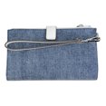 thumbnail image 2 of Michael Kors Women's Jet Set Travel Large Embellished Denim Double Zip Wristlet (Denim), 2 of 5