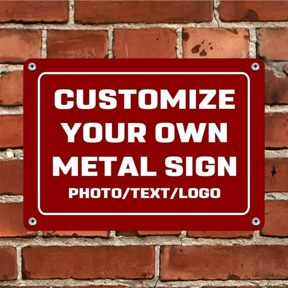 Personalized Custom Metal Signs, Customize Your Own Street Signs Road Signs, Waterproof Signs with Photo Picture Text Logo for Home, Garden, Office Buildings, 16"x4"