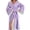 Purple, variant on Bathrobe for Women Fashion Solid Color Casual Lace Splice Flare Long Sleeve Elegant White Lace Trim Shawl Collar Wrap Robe with Self Tie Belt