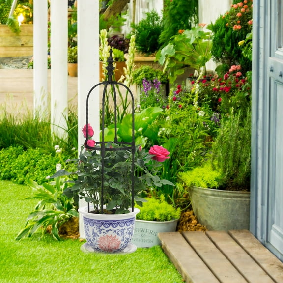 WHAMVOX Metal Trellis for Climbing Plants Vines, Garden Obelisk Trellis Frame Outdoor Indoor Potted Plant Climbing Supports Tall Garden Trellis for Tomato, Flower, Vegetable, Rose