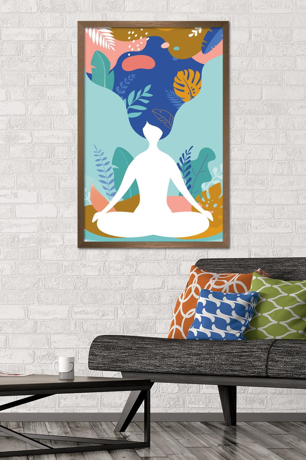 Meditation and Mindfulness Wall Poster, 22.375" x 34", Framed