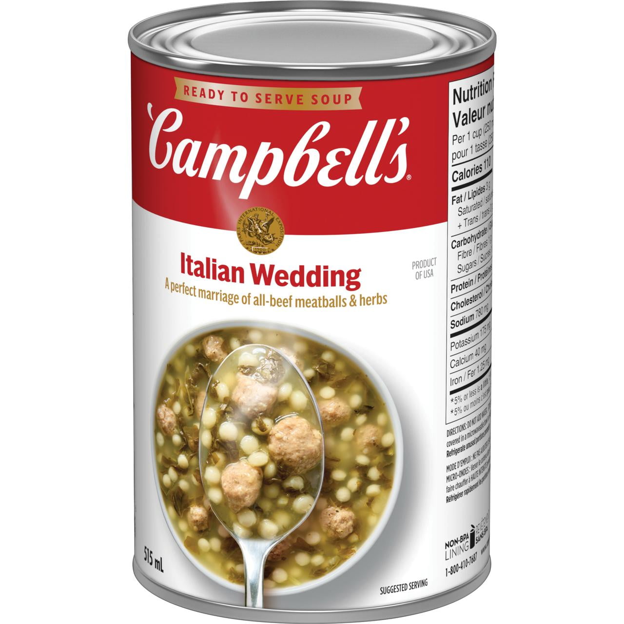 Campbell's® Ready to Serve Italian Wedding Soup, Shelf Stable, Ready to Serve Soup (515 mL)