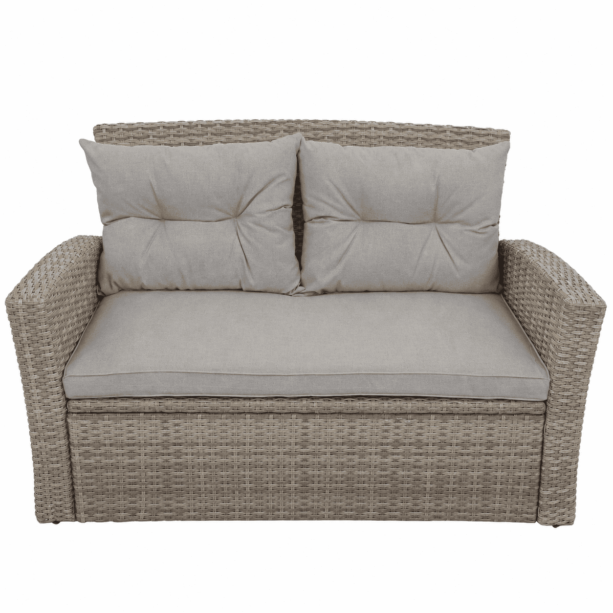 6-Piece Outdoor Patio Furniture Set,Multi-Functional 32-inch Outdoor Fire Pit,All-Weather PE Rattan Seating Setand, 4 Cushions,Suitable for Patios, Gardens, and Backyards ,Gray.