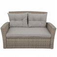 thumbnail image 4 of 6-Piece Outdoor Patio Furniture Set,Multi-Functional 32-inch Outdoor Fire Pit,All-Weather PE Rattan Seating Setand, 4 Cushions,Suitable for Patios, Gardens, and Backyards ,Gray., 4 of 9