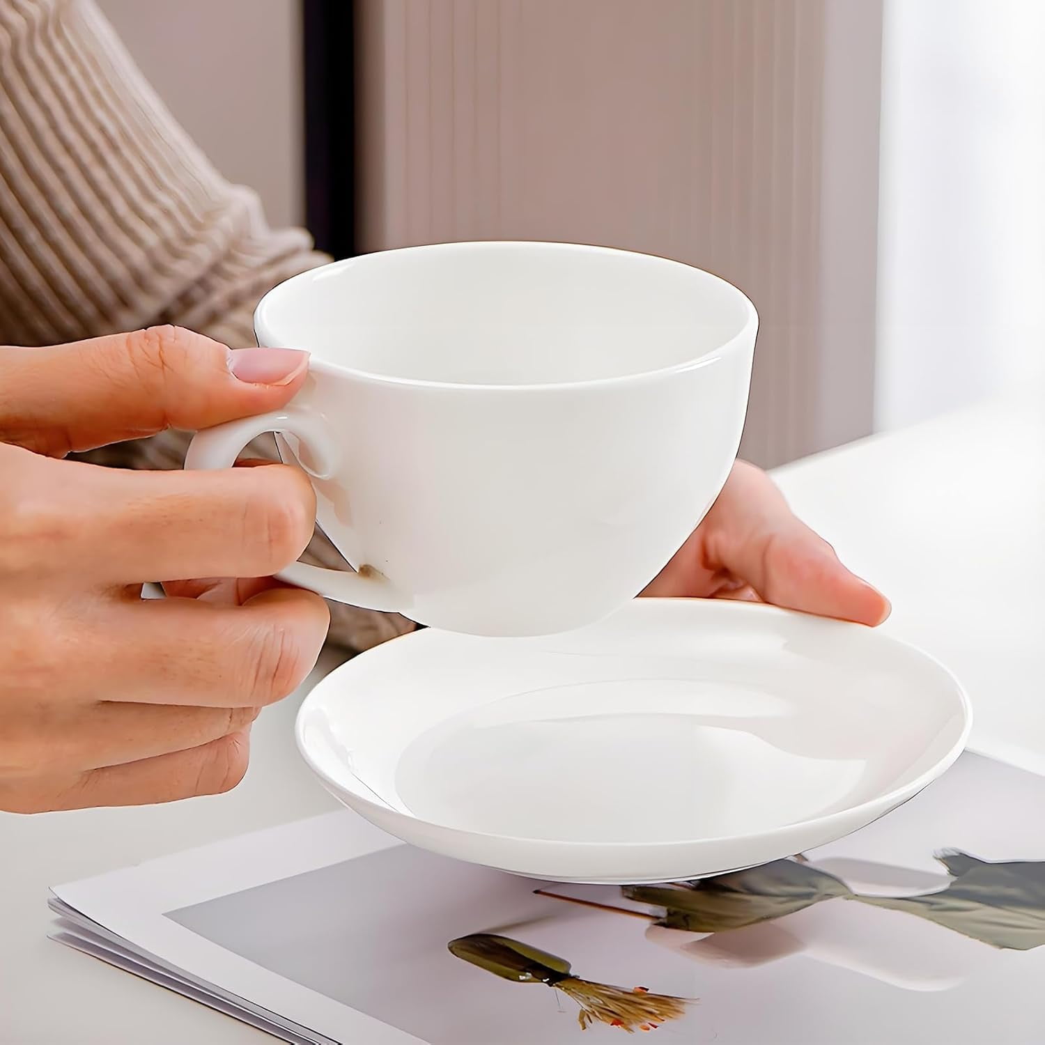 Espresso Cups Set of 4, Ceramic Coffee Cups, 3.5 oz Coffee Mugs, White Demitasse Cup for Home, Office, Restaurant (3.5 oz, set of 4)
