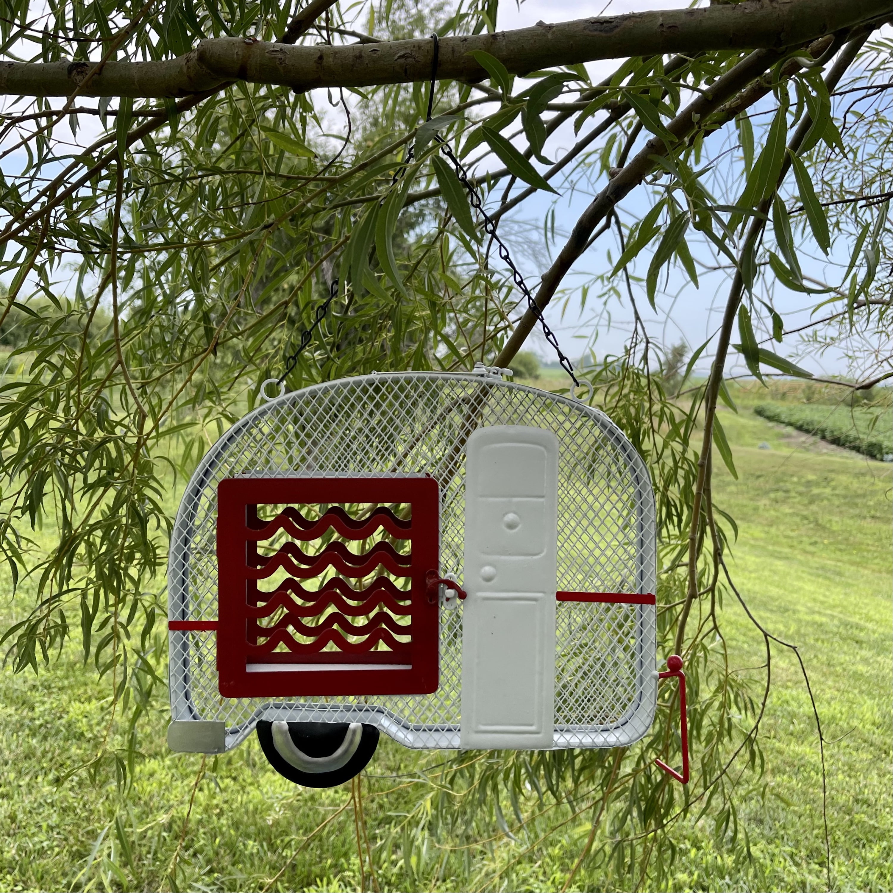 Gift Essentials Mesh Bird Feeder, Metal Sunflower Seed and Suet Feeder, White Camper