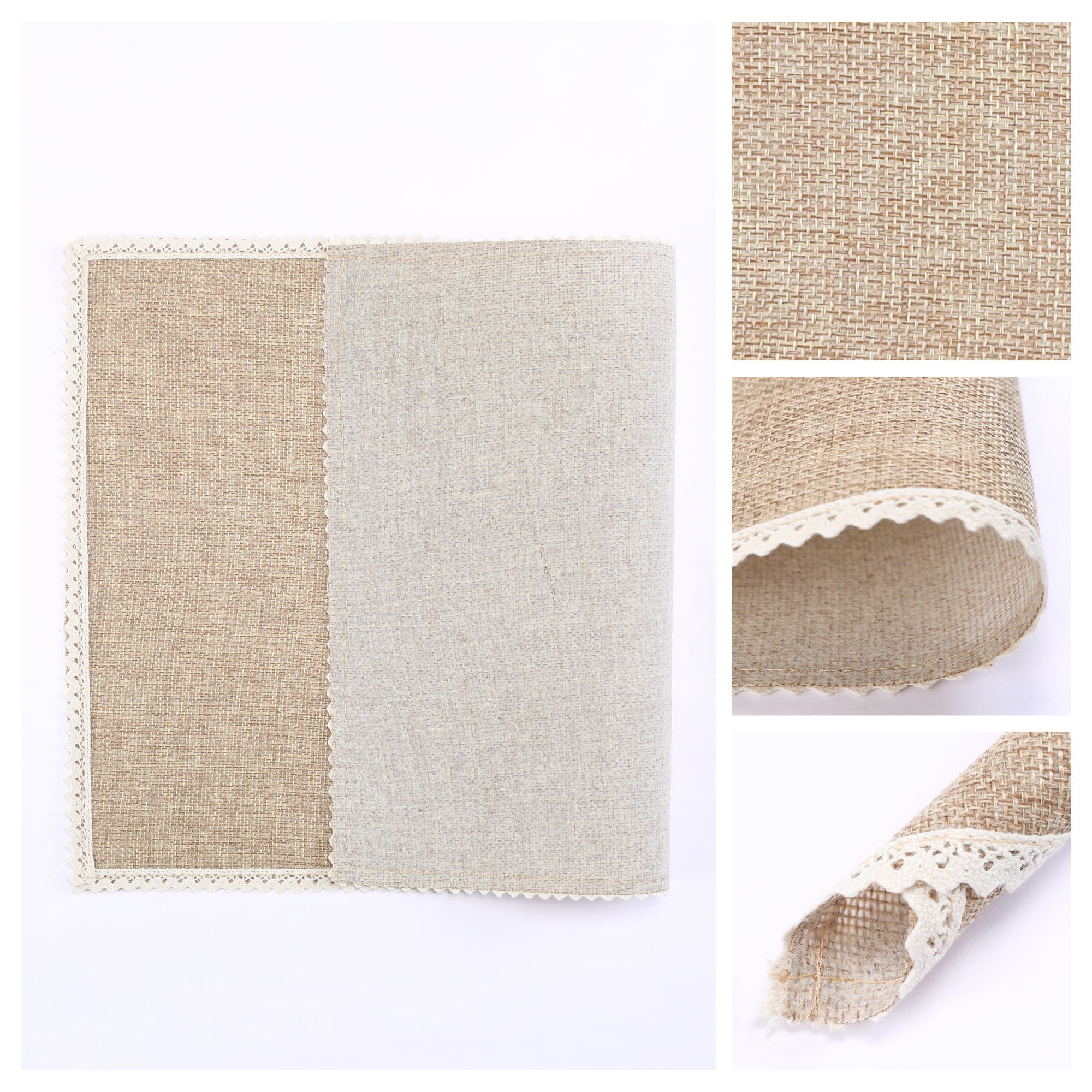Unique Bargains Farmhouse Placemats 6pcs Cotton and Linen Dark Green 17.7"x11.8"