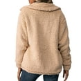 thumbnail image 4 of FRSASU Fleece Jacket for Women Fuzzy Fleece Open Front Lapel Cardigan Fluffy Winter Coats Outerwear with Pockets Khaki, 4 of 7