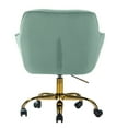 thumbnail image 4 of Velvet Swivel Home Office Chair, Upholstered Desk Chair, Modern Accent Armchair, Tufted Computer Task Stools with Gold Base, Adjustable Swivel Chair for Girls, Women, Study, Living Room, Hall,Green, 4 of 9