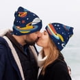 thumbnail image 5 of Yiaed Planets and Stars Print Winter Beanie for Men Women, Fleece Lined Beanie Soft Warm Knit Hat Ski Stocking Cuffed Ca, 5 of 6