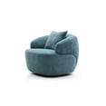 thumbnail image 3 of 360° Swivel Barrel Chair, Teddy Fleece Single Sofa, Modern Cloud Couch with Curve Armrest and 1 Pillow, Oversized Lounge Chair with Thickened Seat for Living Room, Blue, 3 of 9