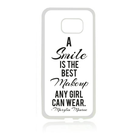 Smile is the Best Makeup Quote White Rubber Thin Case Cover for the Samsung Galaxy s7 - Samsung Galaxys7 Accessories - s7 Phone (Best Cover Up For Rosacea)