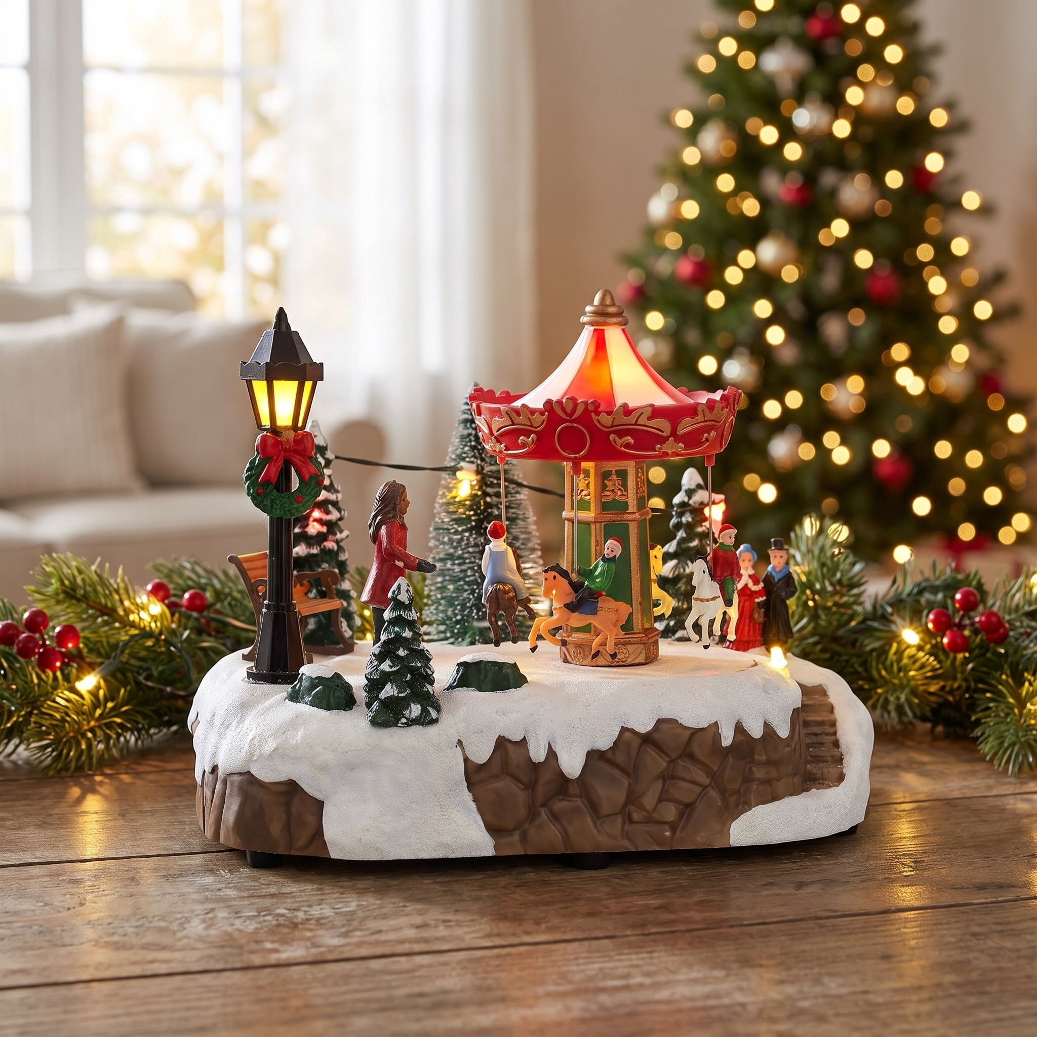 Light-Up and Musical Animated Christmas Village Scene, Multicolor, 6", by Holiday Time