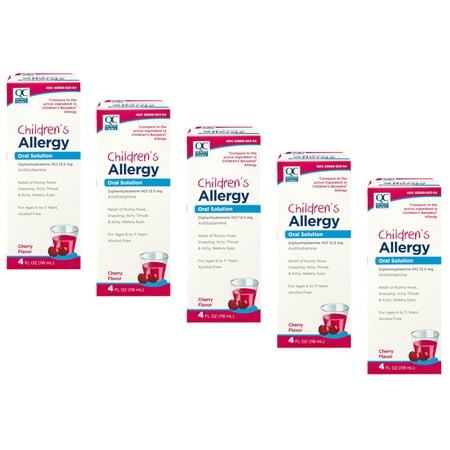 5 Pack Quality Choice Children's Allergy Oral Solution Cherry Flavor 4 Oz Each