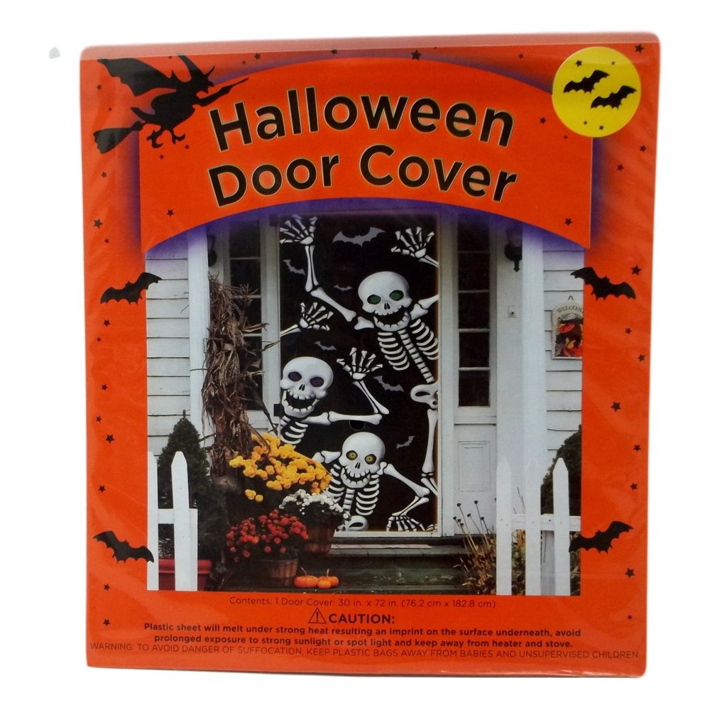 Halloween Door Cover 30 x 72 Friendly Skeletons