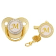thumbnail image 1 of DPTALR Baby Pacifier 26 Letter Name Initials Clip Silicone Baby Pacifier Golden Shiny Newborn Pacifier, 1 of 4