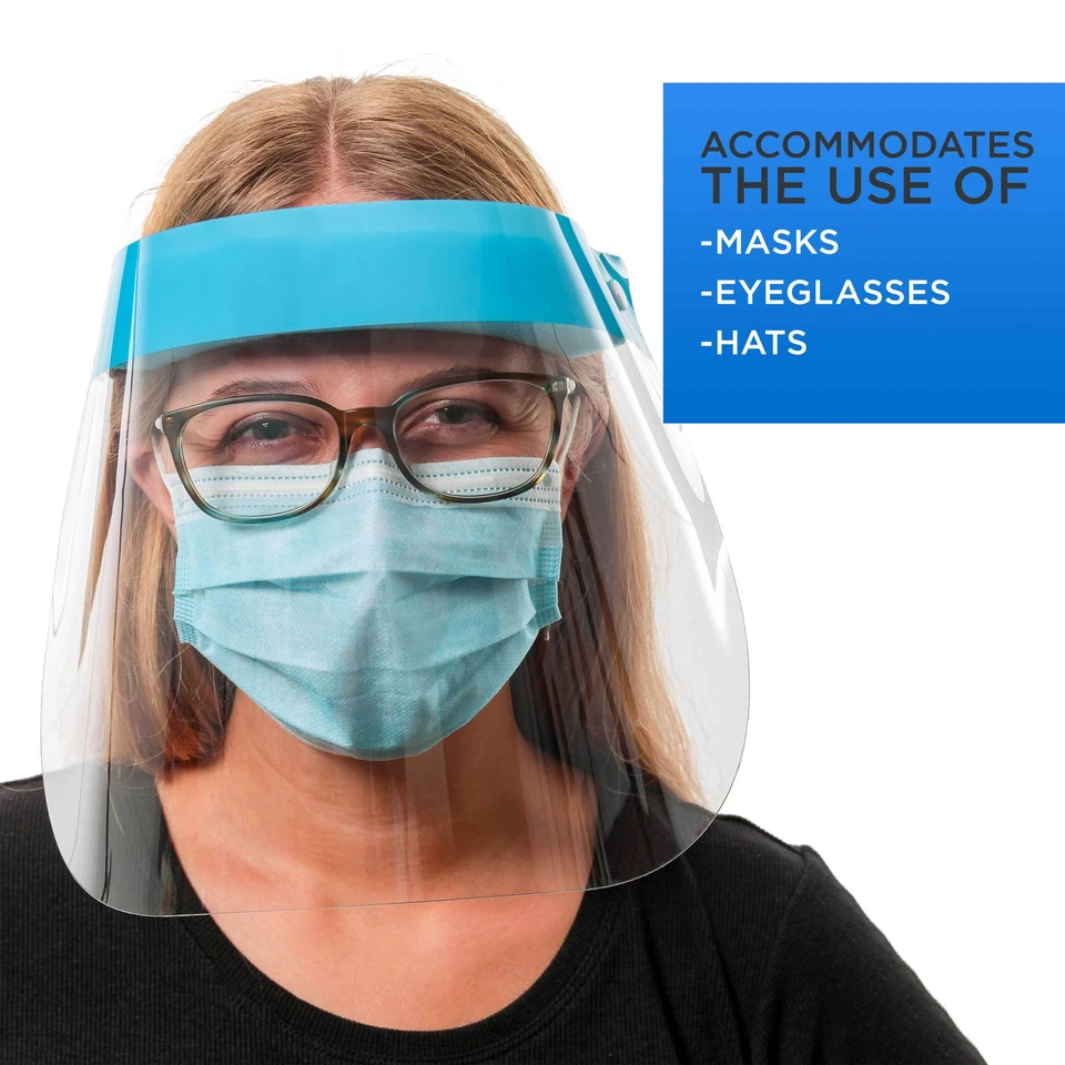 CRESTIN- 10Pk Face Shields - Clear Protective Full Face Shields Protect Eyes, Nose, Mouth