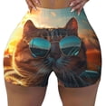 thumbnail image 2 of Fuzoiu Cool Cat Driving Sunset Print Women's Workout Shorts,Workout Biker Shorts Women,Exercise Fitness Shorts,Scrunch Short, Athletic Shorts for Gym Yoga Running Sport Active-X-Large, 2 of 8